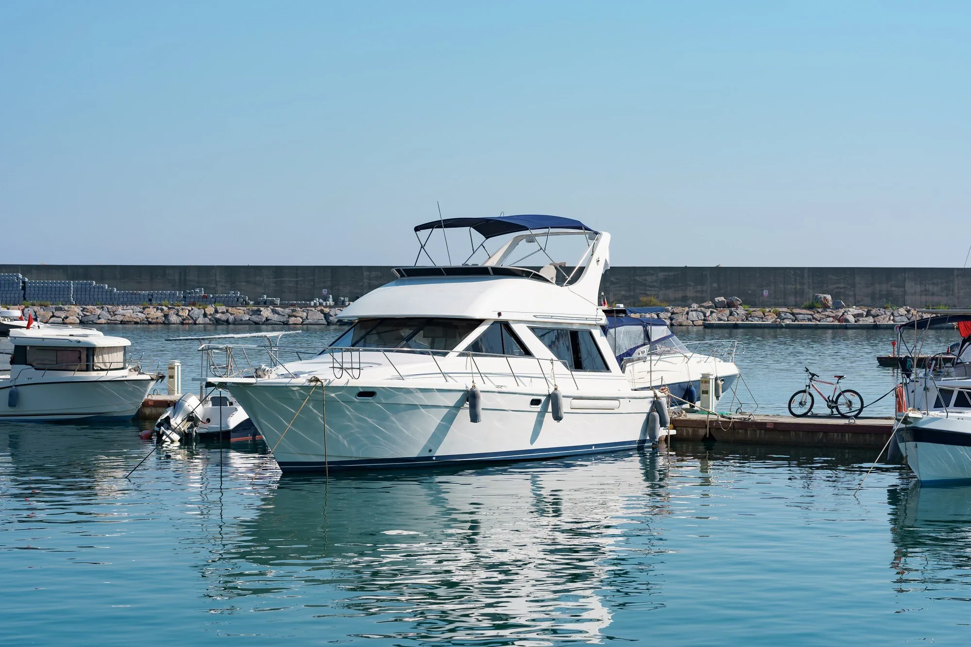 Surveyed vessel moored in harbor